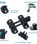 Detailed view of 4 inch Flip Latch Gate Latches, Safety Door Lock featuring SUS304 stainless steel, matte black, ergonomic and caliper design