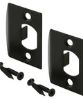 Latch Strike Plate Two Pack Matte Black Finish One And Five Eighths Inch Center Mounting For Standard Door Latch Hardware
