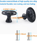 Matte Black Zinc Skull Cabinet Knobs For Drawers Doors And Furniture Hardware, front view with size and screws