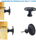 Matte Black Zinc Skull Cabinet Knobs For Drawers Doors And Furniture, side and front view with two screw lengths shown.