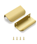 Edge Finger Tab Cabinet Pulls Pack of 10 Aluminum Hidden Door Handles and Concealed Drawer Pulls in Modern Matte Brass