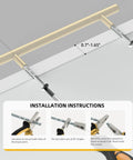 Installation instructions for Solid Iron Cabinet Pulls 3 Inch Matte Gold Handles showing measurements and pliers use.