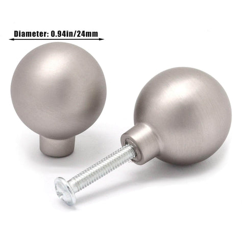 5 Pack Matte Gray Cabinet Knobs 0.94 Inch Diameter Zinc Alloy Round Ball Drawer Pulls With Screws