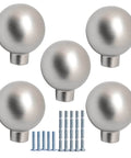 5 Pack Matte Gray Cabinet Knobs 0.94 Inch Diameter Zinc Alloy Round Ball Drawer Pulls With Screws, front view with included screws