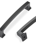 Matte Dark Gunmetal Gray 5 Inch Hole Center Cabinet Pulls 10 Pack Solid Arch Drawer Handles