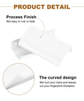 Product detail of matte white 10 Pack Edge Drawer Pulls For Cabinets with rust-resistant finish and curved design.