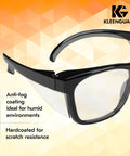 Maverick V30 Safety Glasses With Clear Lenses Anti Fog Coating Black Frame Case close-up