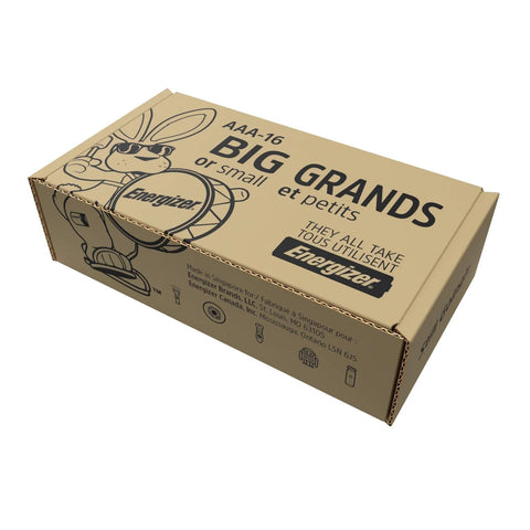 Cardboard box packaging for Max AAA Alkaline Batteries 16 Pack For Long Lasting Power In Toys And Remotes, featuring Energizer branding.