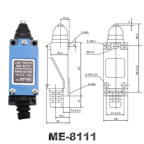 Front view of Industrial Momentary Limit Switch With Rotary Roller Lever Sealed And Durable For Heavy Machinery 5A At 220V Built To Last Compatible With ME-8111 ME8108 ME8122 ME9101 1 Piece