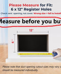 Instruction to measure 6x12 duct opening for Ultra Quiet 10 Speed Smart Register Booster Fan For 6x12 Duct Opening Cutout