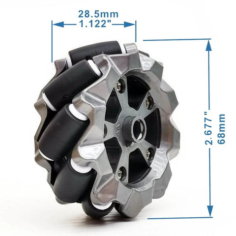 DIY Mecanum Wheel Car Kit 2.67 inch mecanum wheel with metal design for 4WD omnidirectional movement and speed encoder.