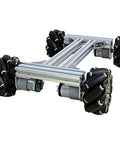 Mecanum Wheel 4WD Metal Robot Car Chassis Learning Kit with DC Encoder Motors featuring 97mm omnidirectional wheels aluminum frame.