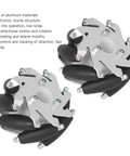 Pair of 4 Pcs Mecanum Wheel 60mm Omni Directional Wheel Aluminum DIY Smart RC Robot with Rubber Rollers for Heavy Duty Load
