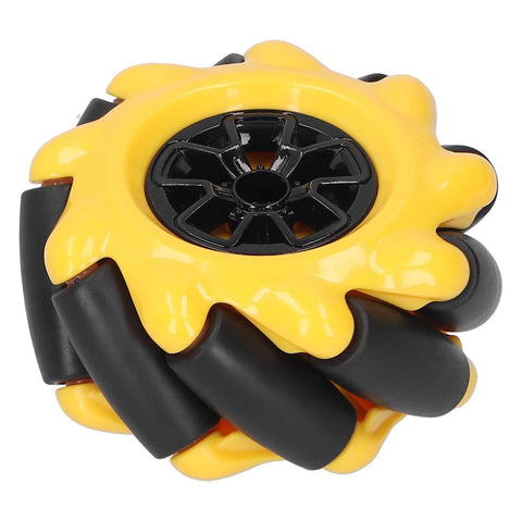 Yellow and black Mecanum Wheel 60mm for OmniDirectional Smart Robot Car Parts, DIY Toy Components, side view