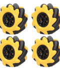 Yellow and black 60mm Mecanum Wheel OmniDirectional Smart Robot Car Parts Accessories DIY Toy Components (Two Pairs)