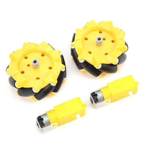 Mecanum Wheel Kit For TT Motors 80mm Rubber Coated Robot Wheel For DIY Smart Car Projects No Welding Plug Easy Assembly