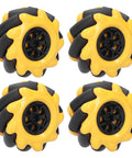 Set of four yellow and black Mecanum Wheel OmniDirectional Smart Robot Car Parts Accessories DIY Toy Components 60mm