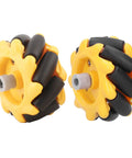 Mecanum Wheel Set For Smart Robot Car, 48mm Rubber Coated Directional Wheels in Bold Yellow Black 3D Look, 1 Pair EVGATSAUTO