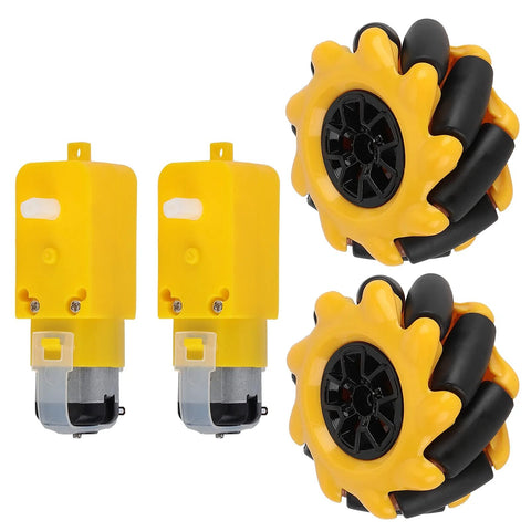 Advanced Mecanum Wheel Set For Robot Car Platforms With Four Wheel Drive, Gear Motor Ready For DIY RC Projects And TT Geared Automobiles.