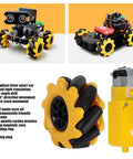 Mecanum Wheels For TT Geared Motor DIY Smart Robot Car Parts Accessories 48mm Rubber Coated Wheels with robot in background