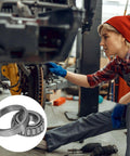 Mechanic installing L44643/L44610 Tapered Roller Bearing Cone and Cup, 1.0000" Bore x 1.9800" OD x 0.5906" Thick Chrome Steel