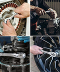 Beefy Garage-Ready Mechanic Tool Set With Case 145-Piece Socket Kit in use for mechanical repairs and wheel work.