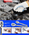 Mechanic using tool from 240-Piece Mechanic Tool Set With Heavy Duty Aluminum Toolbox, Universal Household Auto Repair Kit