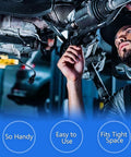 Mechanic using Grease Gun Needle Tip Kit - Bent & Straight Nozzles, designed for tight, hard-to-reach areas under a vehicle.