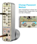 Mechanical Keyless Door Lock No Power Required With Handle Dual Use Password And Key Waterproof Anti Theft Easy To Install Zinc Alloy Construction With Three Layer Plating For Corrosion Resistance Suitable For Garages Hotels Offices And Warehouses backside showing change password method