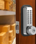Mechanical Keyless Door Lock No Power Required With Handle Dual Use Password And Key Waterproof Anti Theft Easy To Install Zinc Alloy Construction With Three Layer Plating For Corrosion Resistance Suitable For Garages Hotels Offices And Warehouses