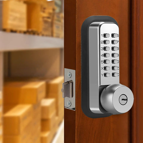 Mechanical Keyless Door Lock No Power Required With Handle Dual Use Password And Key Waterproof Anti Theft Easy To Install Zinc Alloy Construction With Three Layer Plating For Corrosion Resistance Suitable For Garages Hotels Offices And Warehouses