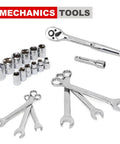 236-Piece Home Repair Tool Set With 12-Inch Wide Mouth Storage Bag, including wrenches and sockets, for home improvement, red.