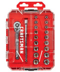 Mechanics Tool Set, 1/4 Inch Drive, 20 Piece (CMMT12108) in red case with ratchet and sockets