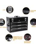 439 Piece Mechanics Tool Set, 3 Drawer Heavy Duty Metal Box with Household Tool Kit, Portable Tool Organizer Case for Auto Repair