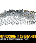 Pro Grade 192 Piece Mechanics Tool Set With One Quarter Inch, Three Eighths Inch, And One Half Inch Drive Sockets, SAE And Metric Wrenches by DEWALT