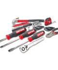 57 Piece Mechanics Tool Set Home Tool Set, showing screwdriver, pliers, hammer, sockets, and ratchet (CMMT99447)