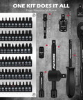 132-Piece Mechanics Tool Set featuring SAE and Metric sockets, extensions, ratcheting wrenches, and quick-release ratchet handle.