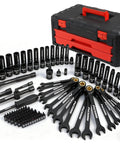 132-Piece Mechanics Tool Set, SAE/Metric 1/4" & 3/8" Drive Socket Set, Ratcheting Wrenches, Extensions & Adapters, Quick-Release Ratchet