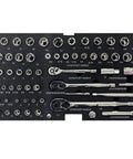 Sockets and ratchets from 439 Piece Mechanics Tool Set in 3 Drawer Heavy Duty Metal Box for Auto Repair, Garage, Warehouse, Workshop