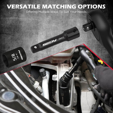 132-Piece Mechanics Tool Set, SAE/Metric 1/4" & 3/8" Drive Socket Set in use for engine repair
