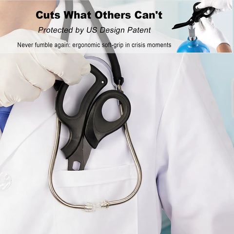 2 Pack Medical Trauma Shears For Left And Right Hand with patented bandage scissors in doctor's pocket, nonstick blades, surgical grade EMT scissors