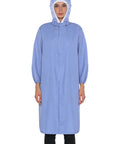 Durable Unisex Lab Coat For Men And Women With Hooded Or Hatless Design In Blue 100 Percent Polyester Lab Jacket For Workshop And Cleanroom Medium Size Front Hook Loop Fastener And Ear Loop Options