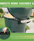 Medium Green Egg Hinge Assembly Replacement Kit With Spring installed on Big Green Egg grill