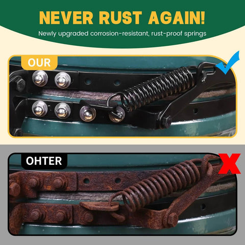 Comparison of rust-resistant 2 Pack Hinge Springs For Medium Green Egg Grill and rusty springs on grill hinge