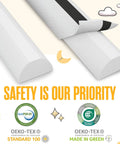 Close-up of Two Pack Memory Foam Toddler Bed Rail Bumpers with Dual Non Slip Pads, Certipur and OEKO-TEX certifications shown.