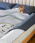 Memory Foam Toddler Bed Rail Bumper For All Bed Sizes With Non Slip Machine Washable Cover Safe Anti Fall Guard Rail Queen King Twin Full Size Bed Guard Protection For Child Sleep with toddler sleeping securely.