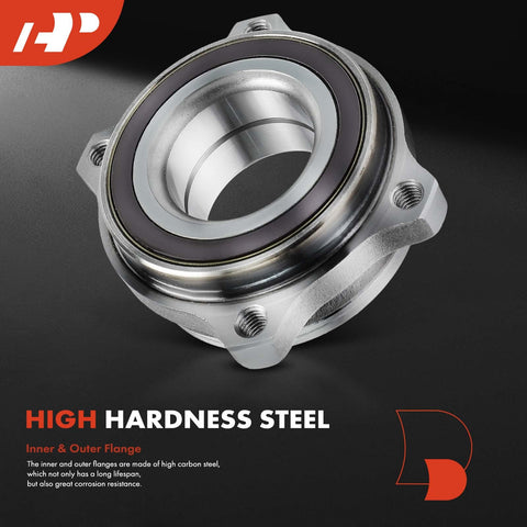 Rear Wheel Bearing And Hub Assembly For Mercedes Benz C Class W205 Fits C300 2015 2019 C350E 2016 2018 C400 2015 C43 AMG 2017 2019 C45 AMG 2016 Replacement Drop In Fit With High Load Capacity And Smooth Quiet Operation shown in high hardness steel with inner and outer flange.