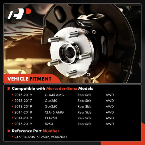 Rear Wheel Bearing And Hub Assembly For Mercedes Benz CLA250 CLA45 AMG GLA250 GLA45 AMG B250 2014 To 2020 AWD Replacement