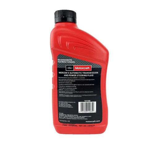 Red bottle of Mercon V Automatic Transmission Fluid for smooth shifts and long haul reliability, for cars and SUVs