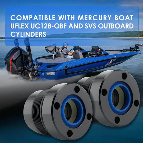 Steering Actuator End Cap Seal Kit for Mercury Outboard for Uflex UC128 UC128-OBF SVS Cylinders with boat in background